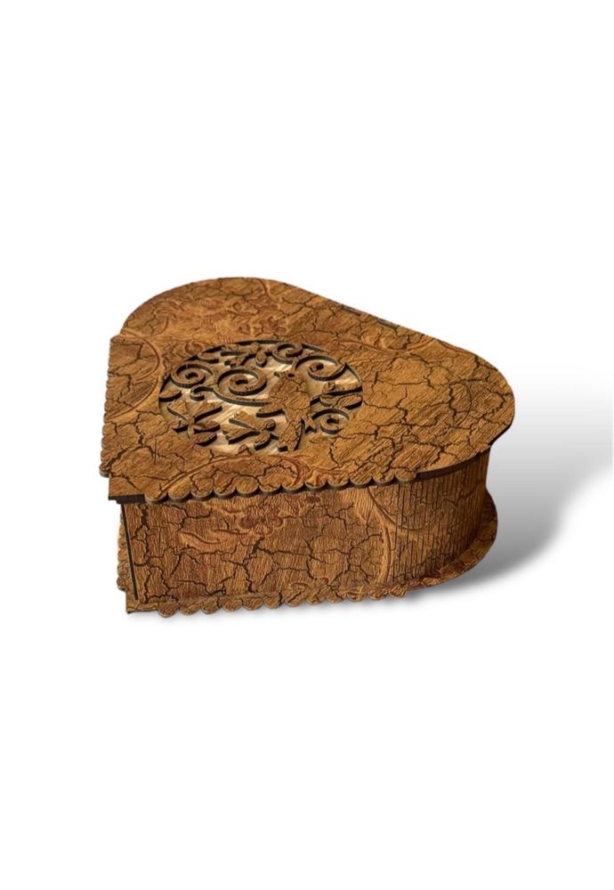 Heart Shaped Wooden Jewelry Box Brown Premium Quality