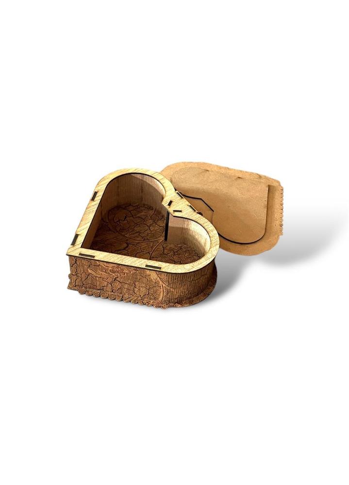Heart Shaped Wooden Jewelry Box Brown Premium Quality