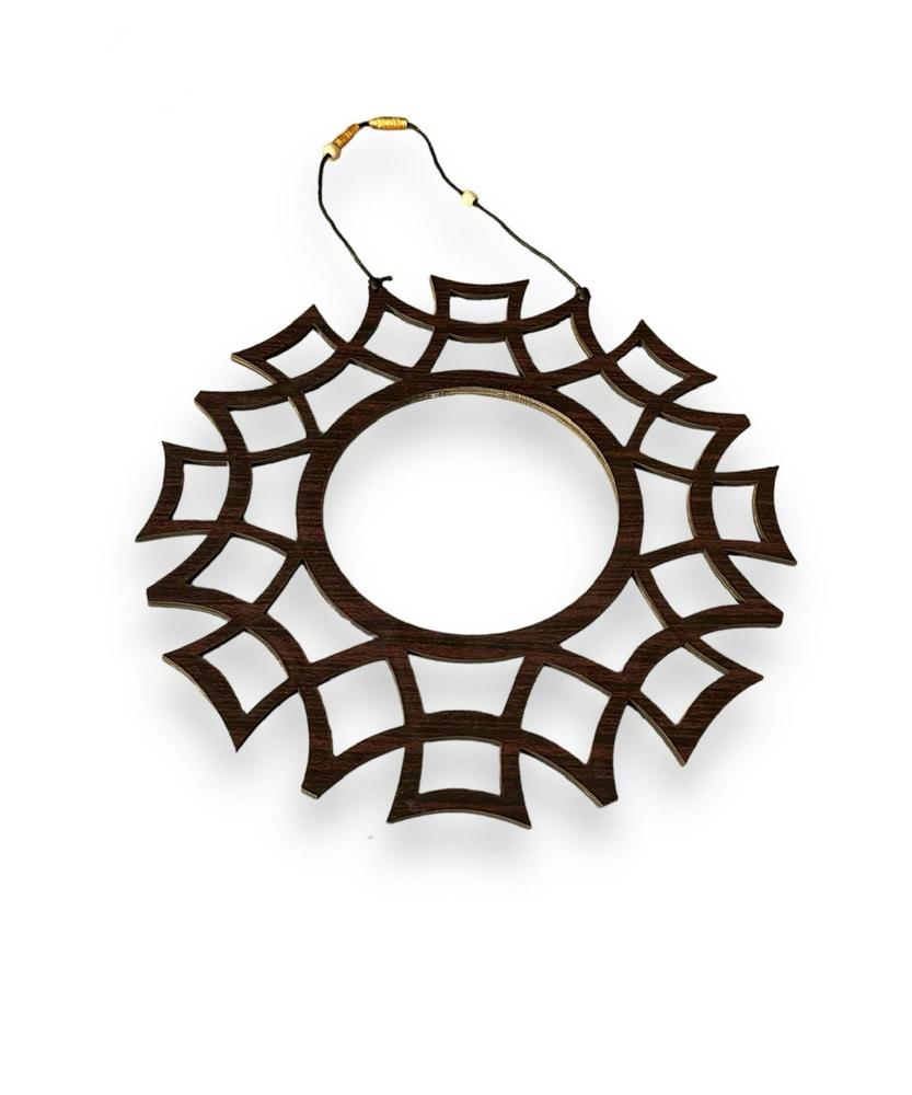 Wooden Wall Mirror Sunburst Design for Home Office