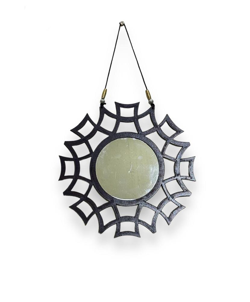 Wooden Wall Mirror Sunburst Design for Home Office