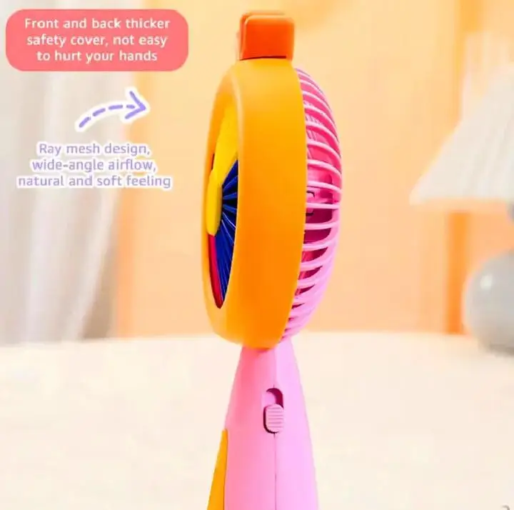 Mini Fan Rechargeable with LED Light Portable USB Handheld Fan | Mini Fans for School Kids Student Desk Fan Charging Battery Operated Cute Cartoon Mini Fan Quiet Cooling Summer Portable Desktop Fan