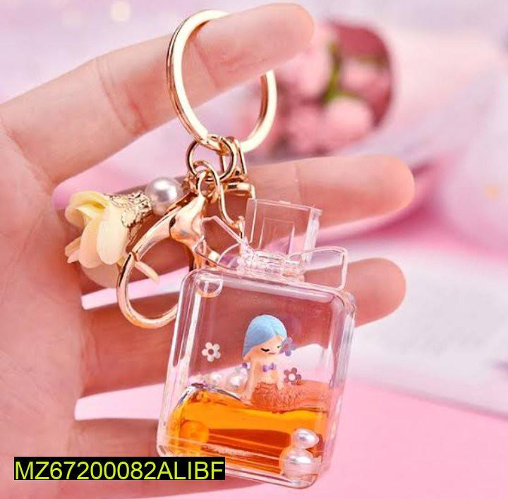 Glass Keychain with Flower Charm for Men Women