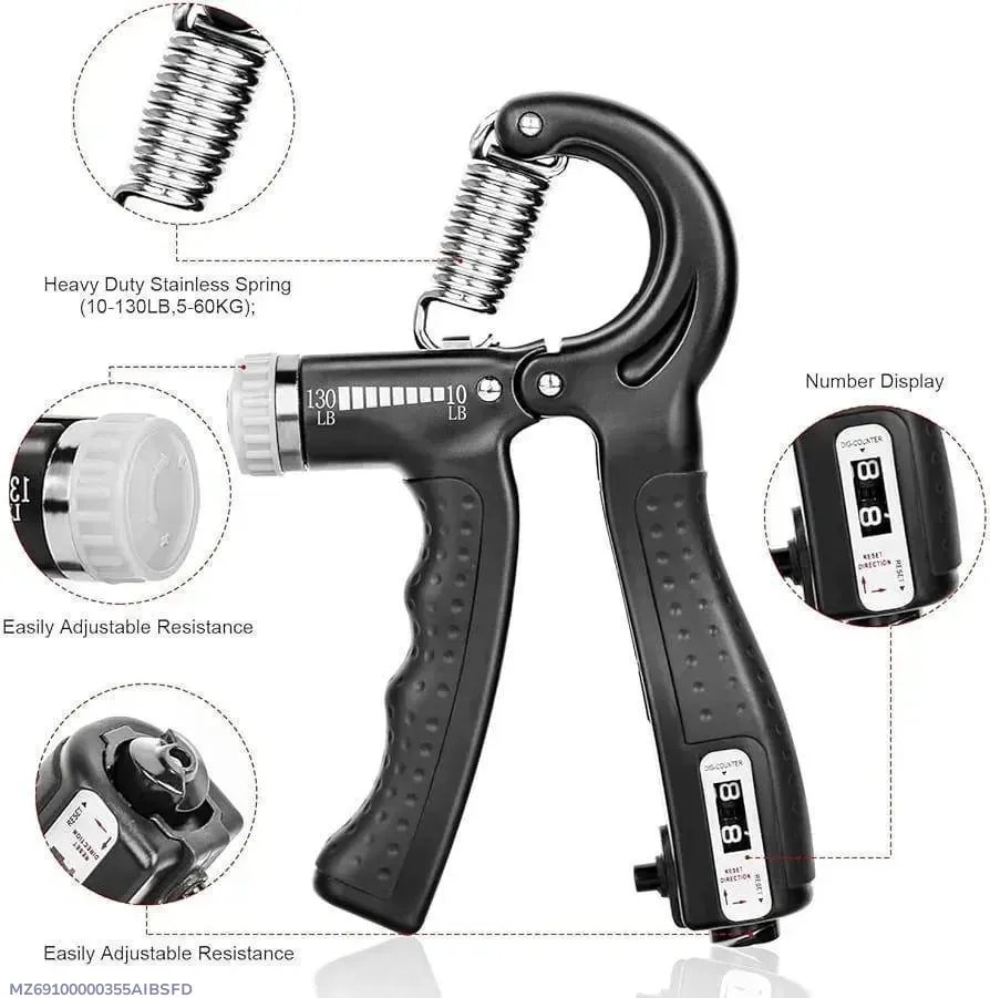 Countable Hand Gripper Adjustable Resistance Black