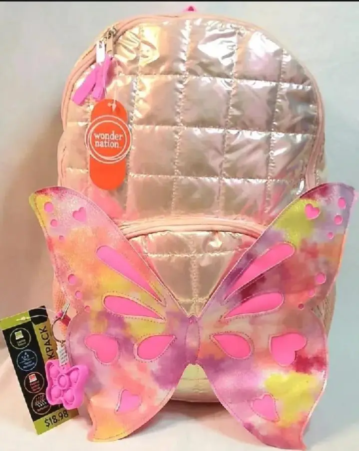 Girls Plain Butterfly Bag Primary Class College Party & Picnic Bag for Girls High Quality with Free Keychain