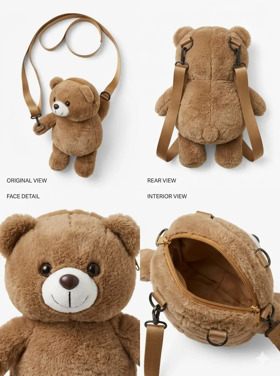 Plush Bear Backpack Lovely Casual Adjustable Strap Backpack