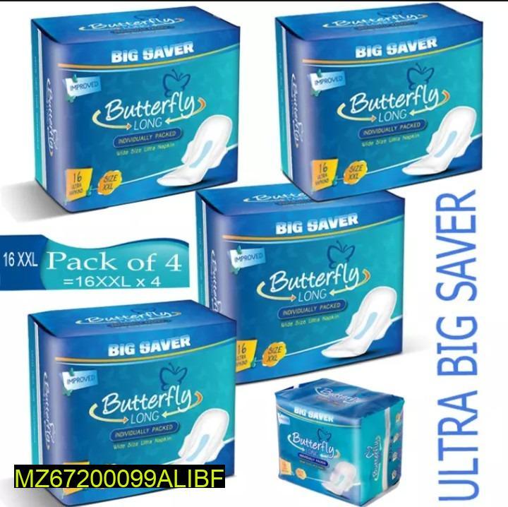 Butterfly Long Sanitary Pads 16XXL Pack of 4
