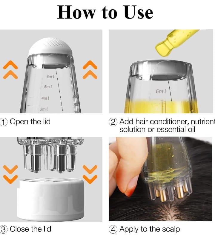 Transparent Hair Oil Applicator with 6ml Measurement & Multiple Nozzles