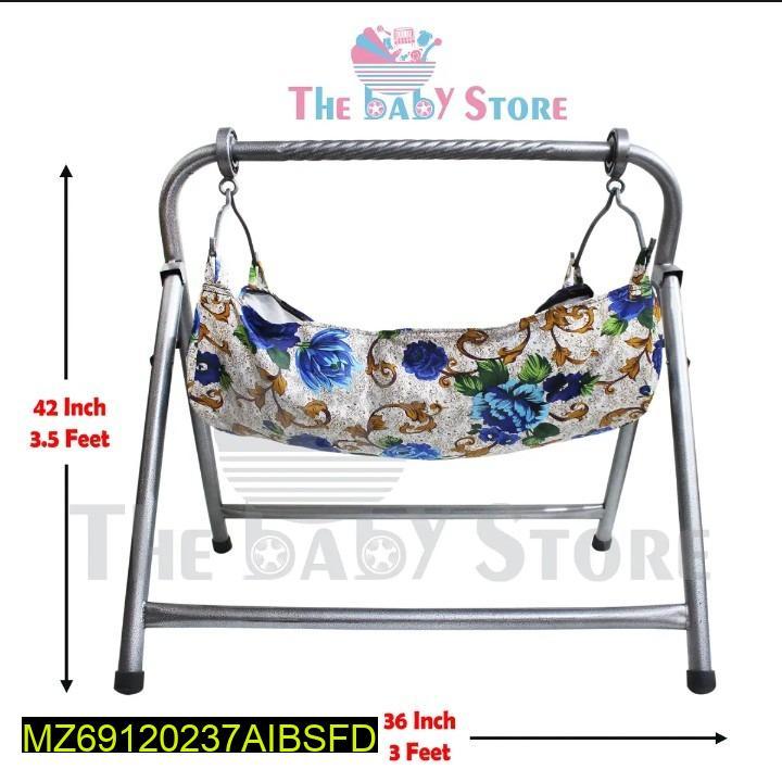 Premium Quality Baby Swing Blue Gold Floral Design