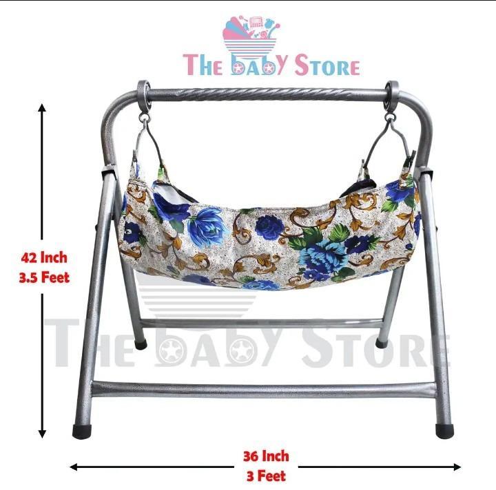 Premium Quality Baby Swing Blue Gold Floral Design