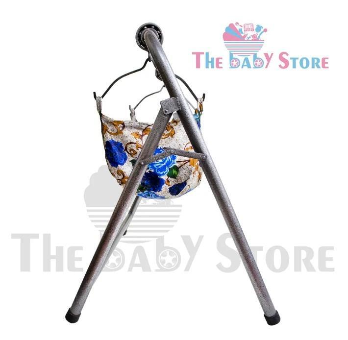 Premium Quality Baby Swing Blue Gold Floral Design
