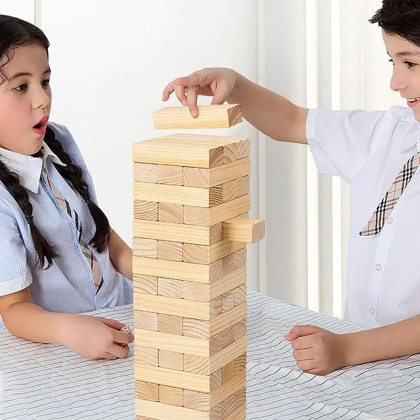 Classic Jenga Wooden Stacking Tower Board Game for Kids & Adults Jenga Classic Stacking Game – Fun for All Ages!