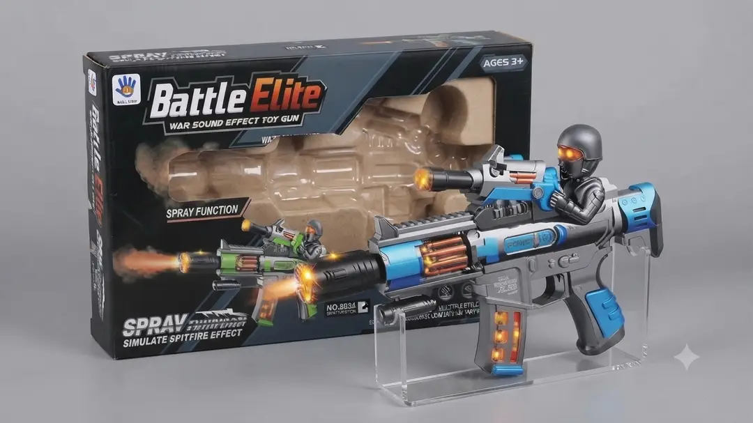 Battle Elite War Sound Effect Toy Gun – Interactive Light & Mist Action