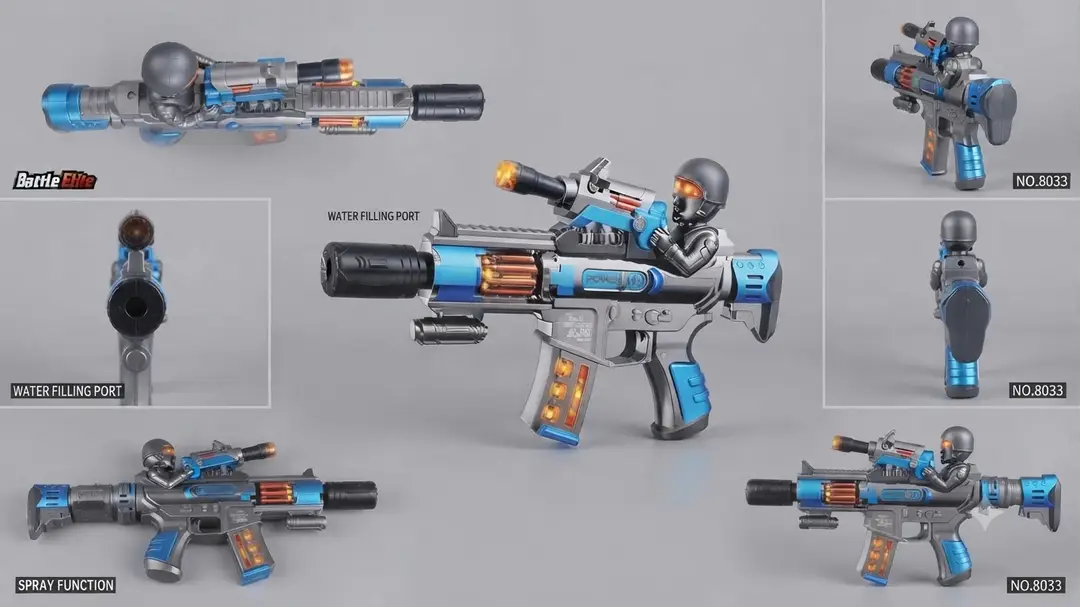 Battle Elite War Sound Effect Toy Gun – Interactive Light & Mist Action