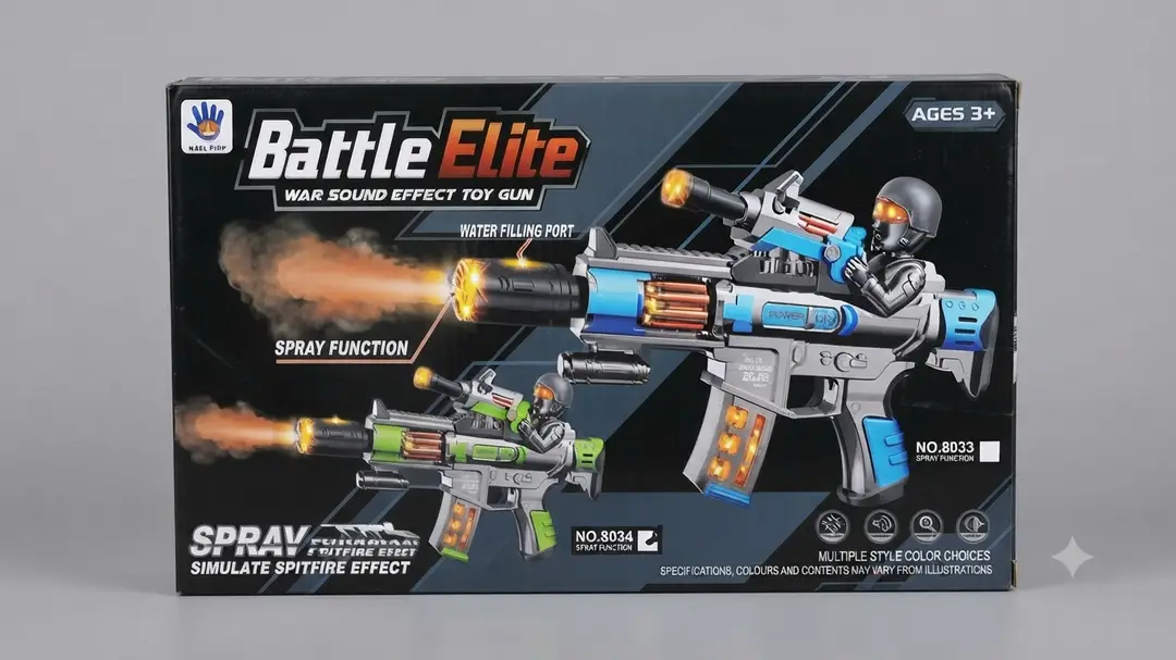 Battle Elite War Sound Effect Toy Gun – Interactive Light & Mist Action