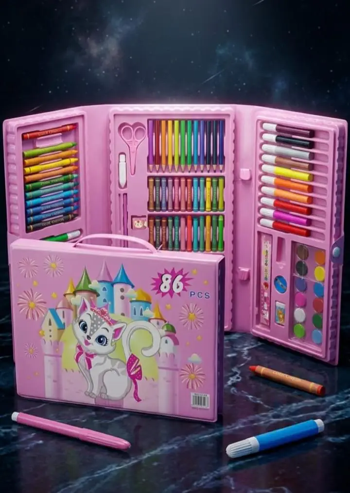 86 PCS Colouring Kit/Set With Button Box For Kids/Colour Box Set/beat Quality Colour