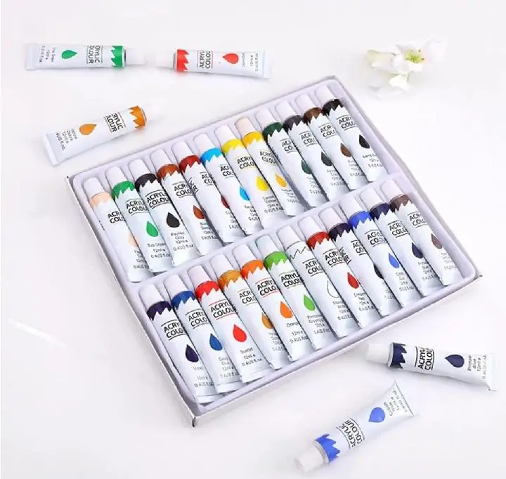 Acrylic Color Paints, Paint Tubes, Set of 12 Pcs Set