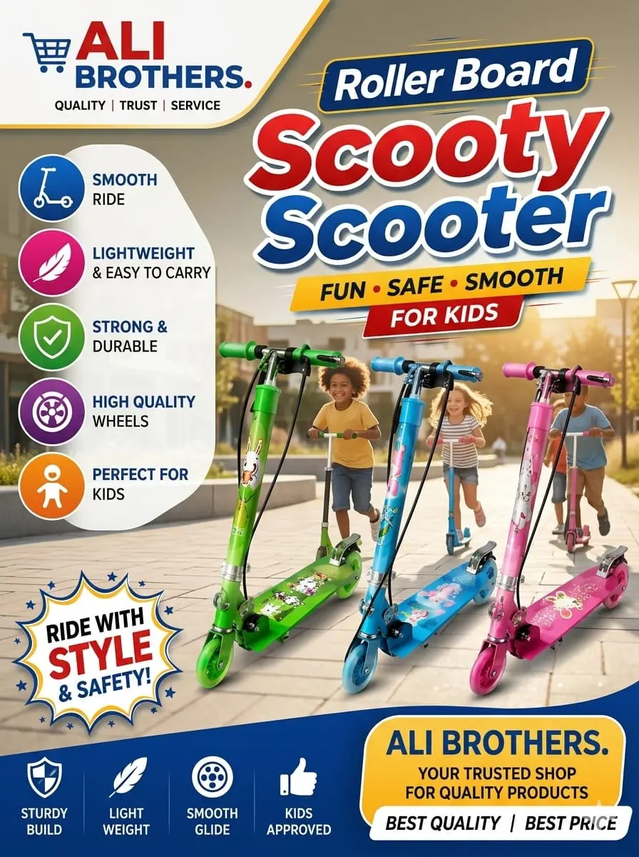 Scooty for Kids Heavy-Duty Outdoor e wheels Scotty with Hand Breaks, Adjustable Handlebar Strong Frame, Lightweight, Smooth and Fun Ride Kids Scooty Cycle, Tyre Lights