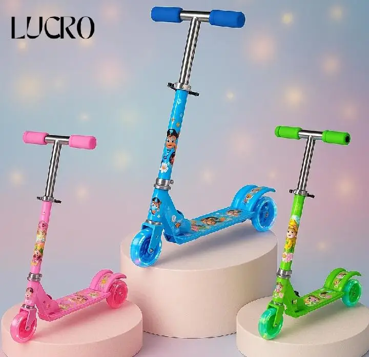 Scooty for Kids Heavy-Duty Outdoor e wheels Scotty with Hand Breaks, Adjustable Handlebar Strong Frame, Lightweight, Smooth and Fun Ride Kids Scooty Cycle, Tyre Lights