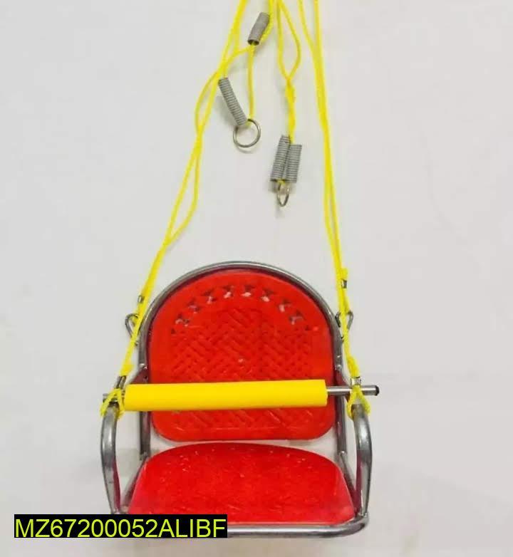 Metal Safety Swing for Kids with Red Seat & Yellow Bar