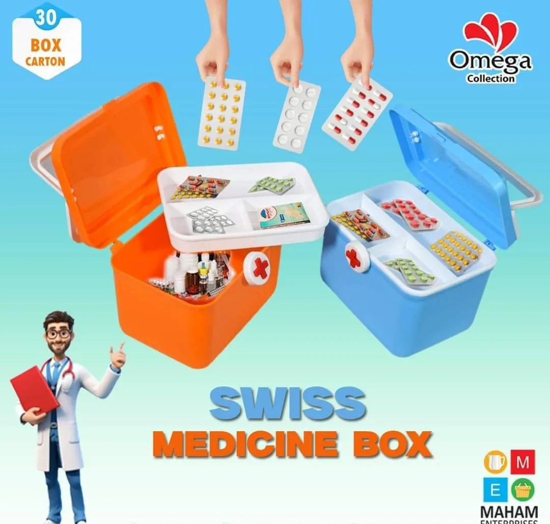 Large Swiss-Style Medical Storage Box – Organizer for First Aid Kits, Pills, and Health Supplies
