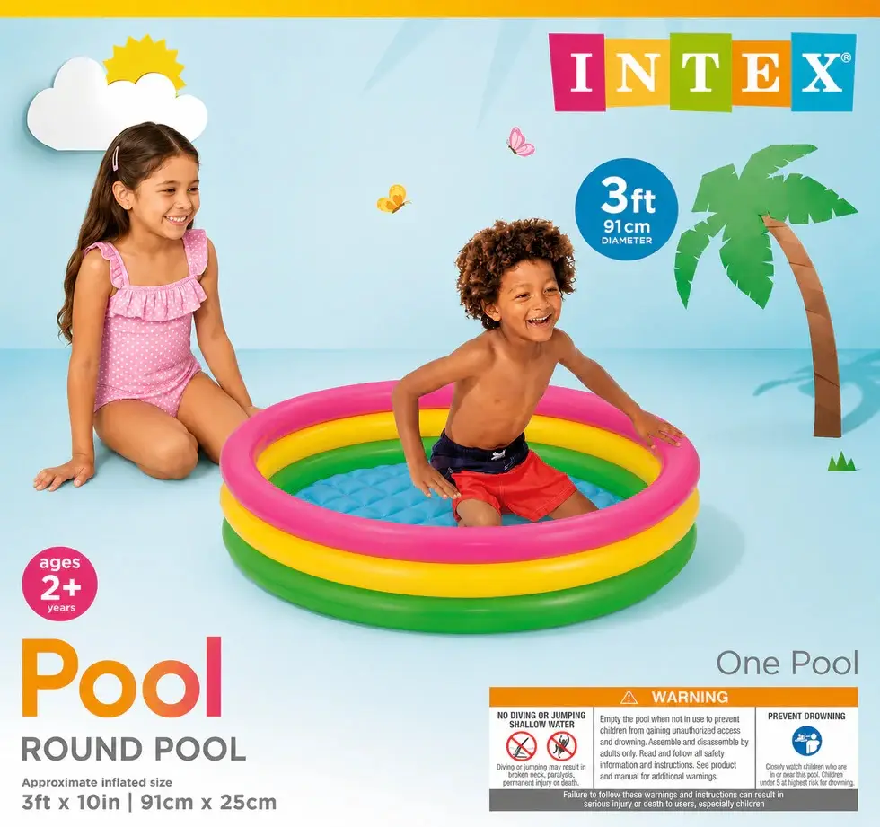 3 FT - Intex Rainbow Swimming Pool For Kids