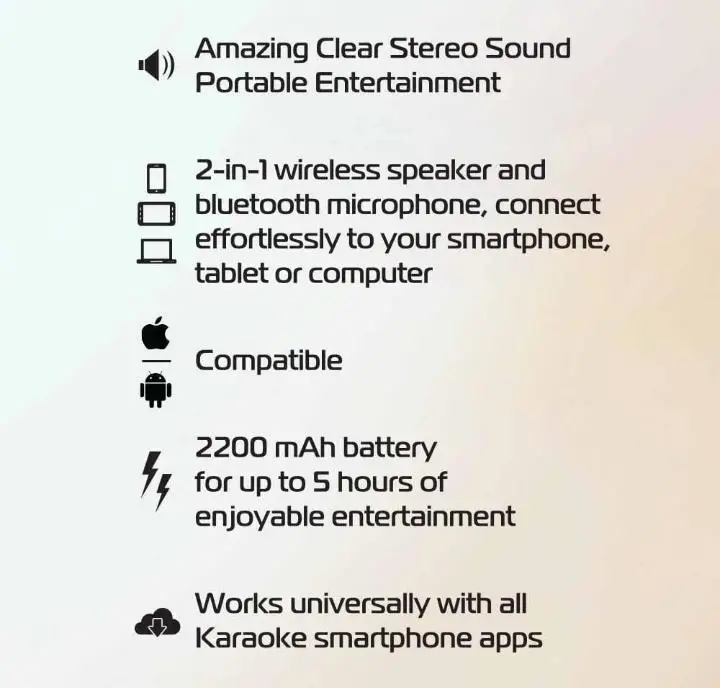 Wireless Electric Singing Mike Handheld Multi-Function Bluetooth Karaoke Mic with Microphone Speaker for All Smart Phones