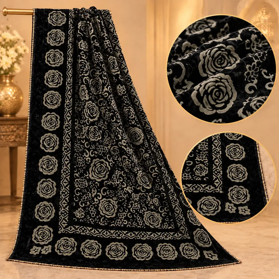 Imported Velvet Shawl - Ready to Wear - Black