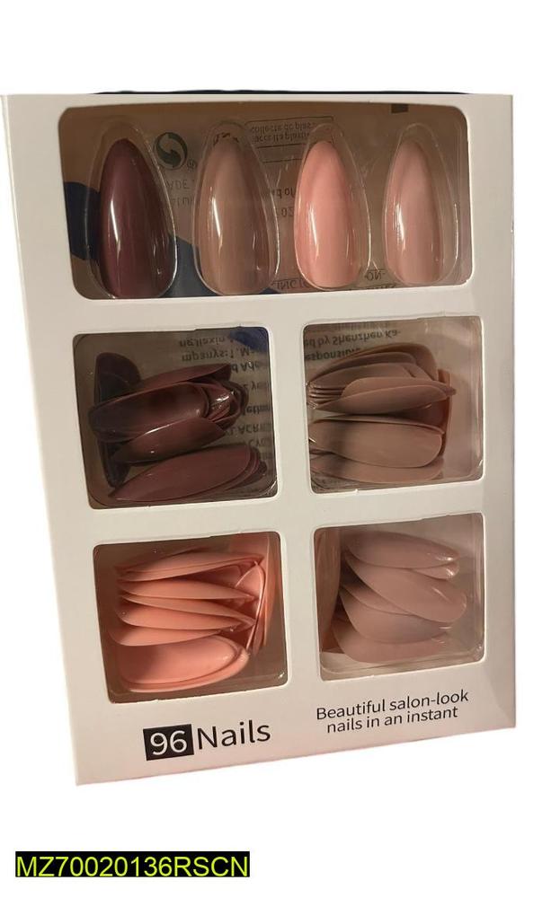 Acrylic Nail Set 96 Pcs Mauve Pink No Glue