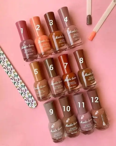 12 Pcs Nude Shades High Pigmented Big Size Nail Polish Set