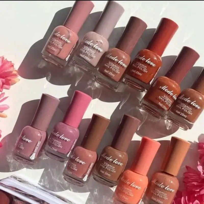 12 Pcs Nude Shades High Pigmented Big Size Nail Polish Set