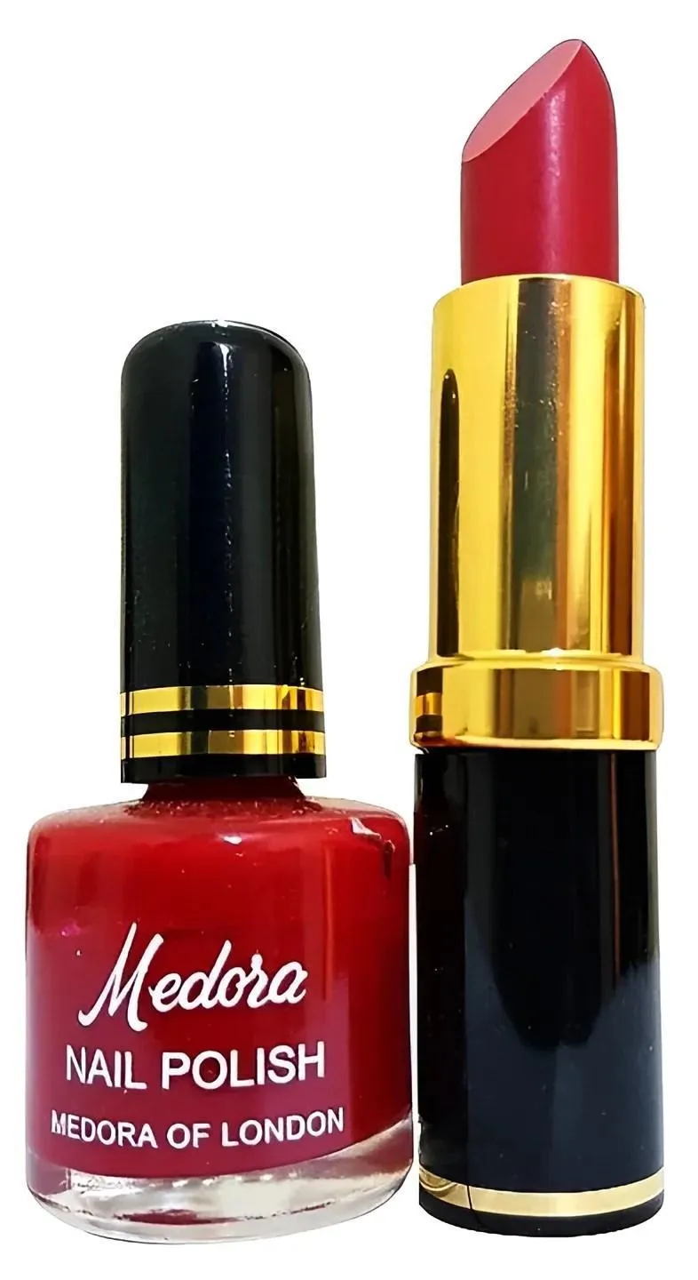 Medora Lipstick & Nail Polish Duo Gold Black