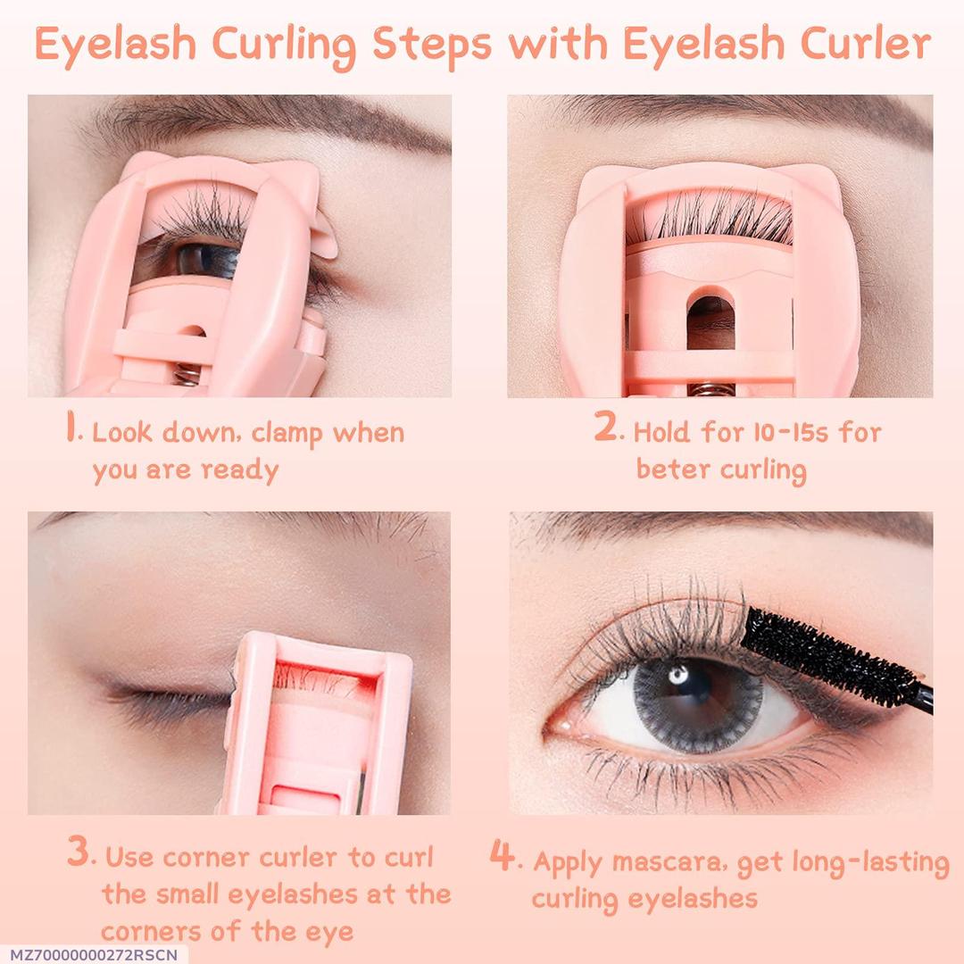 Pink 2-in-1 Eyelash Curler Set for Long Lasting Curl