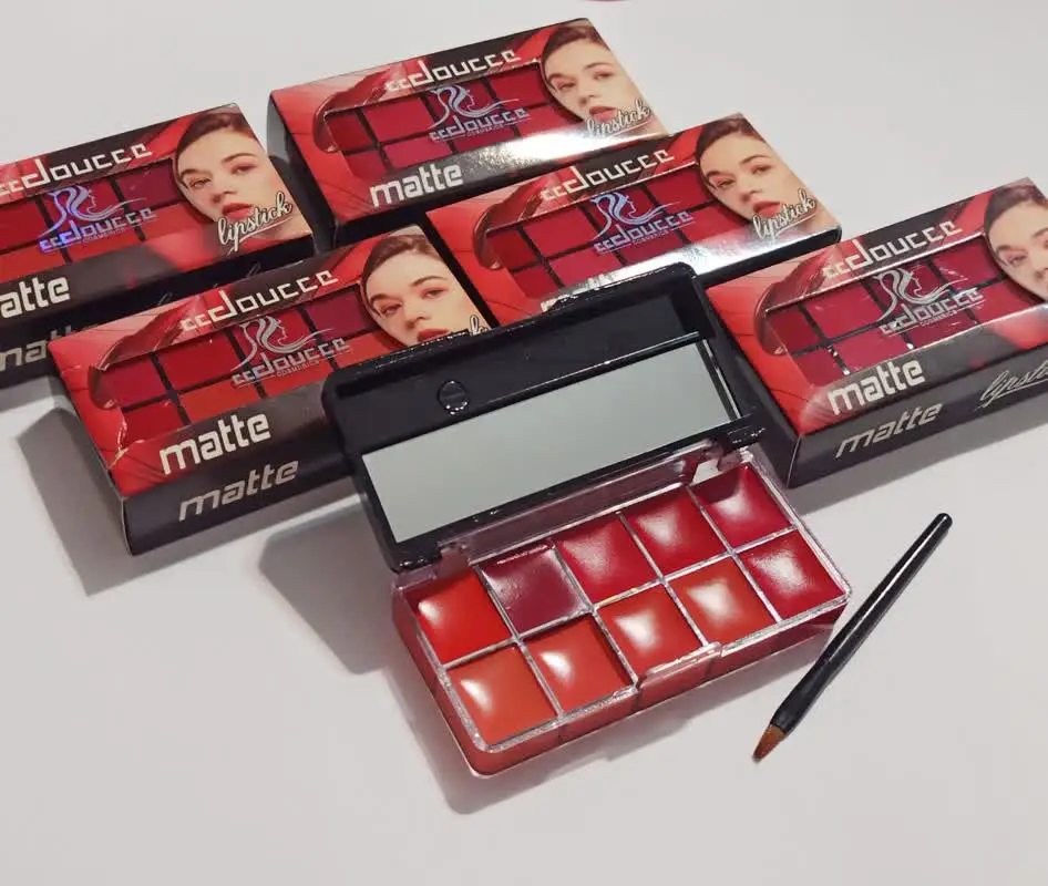 10 In 1 Creamy Lipstick/Blush Palette, High Pigmented, 1 Palette