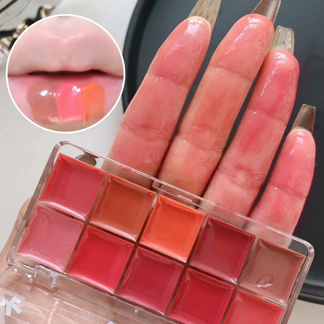 10 In 1 Creamy Lipstick/Blush Palette, High Pigmented, 1 Palette