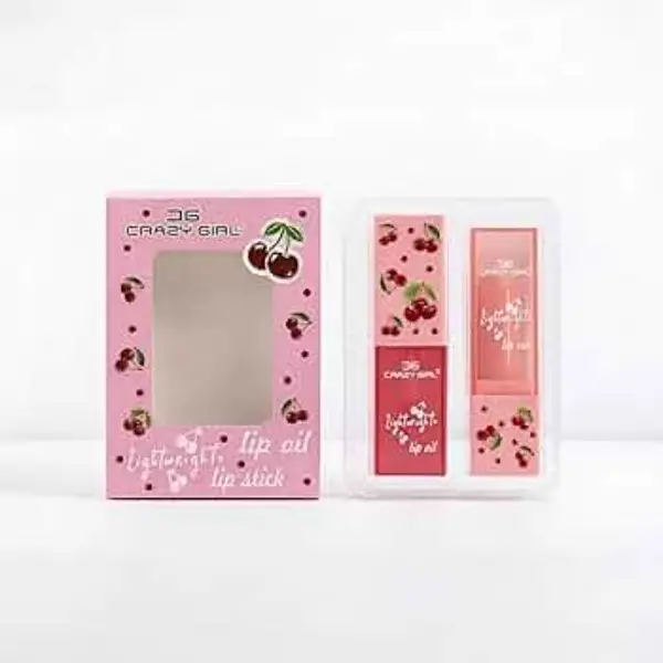 Crazy Girl 2 In 1 Glossy Finish Lip Balm & Lipstick, Shades Of Pink, 1 Set