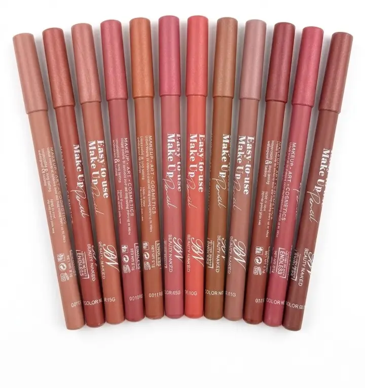 12 Pcs Velvet Creamy Lip Pencils, High Pigmented, 1 Pack