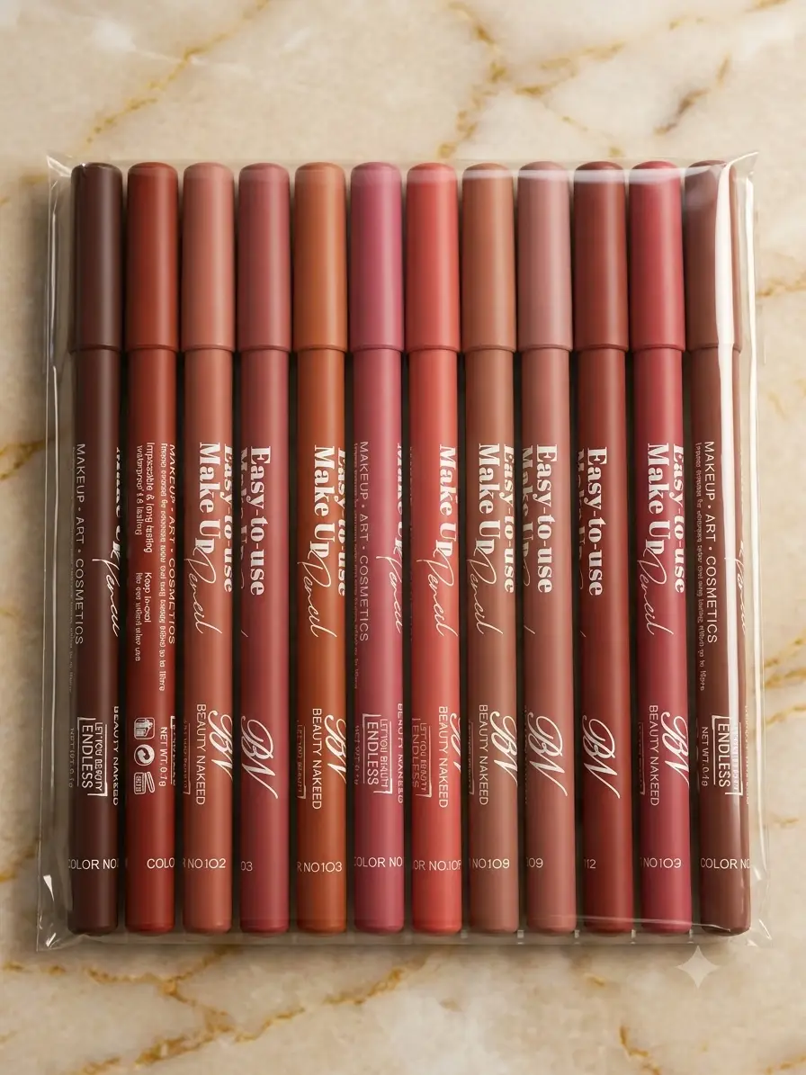 12 Pcs Velvet Creamy Lip Pencils, High Pigmented, 1 Pack