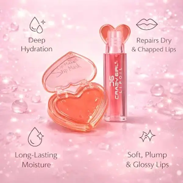 Crazy Girl 2 In 1 Lip Mask & Lip Oil, 1 Pack