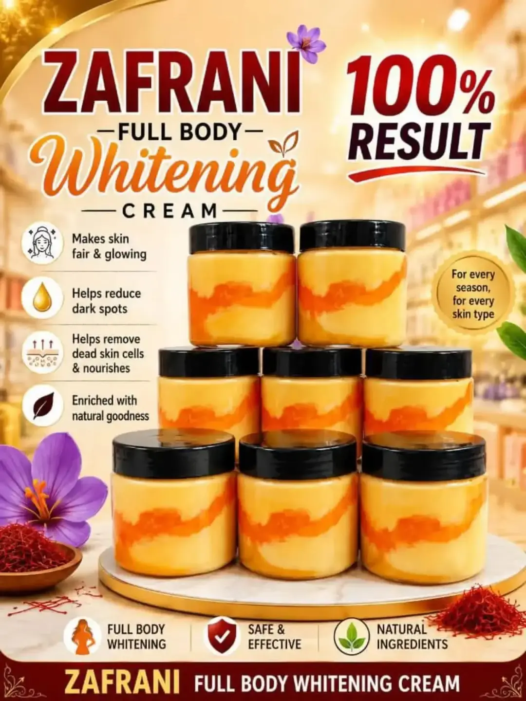 Zafrani Whitening Cream With Serum, 250 g Jar, 1 Pc