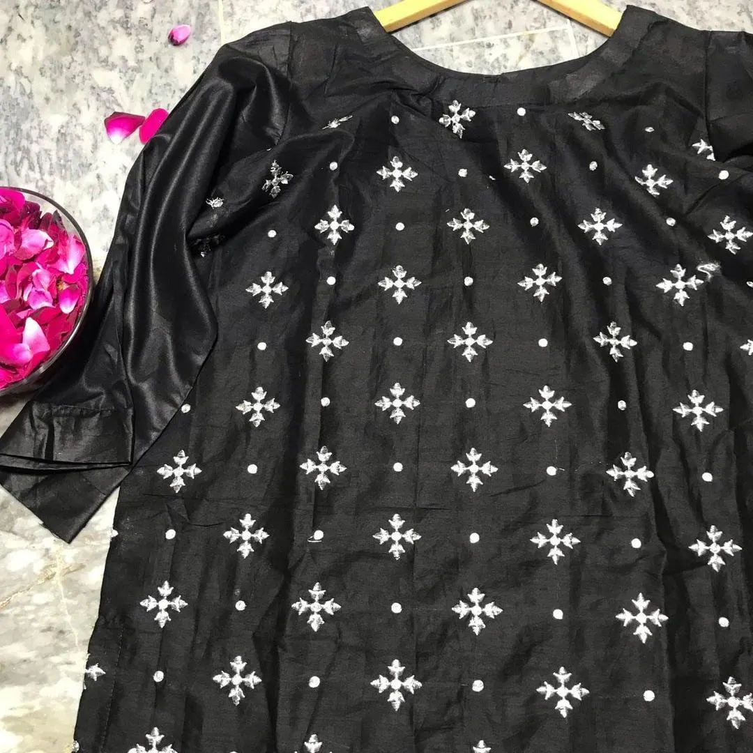 Black Embroidered Lawn Shirt for Women Eid Festive Wear