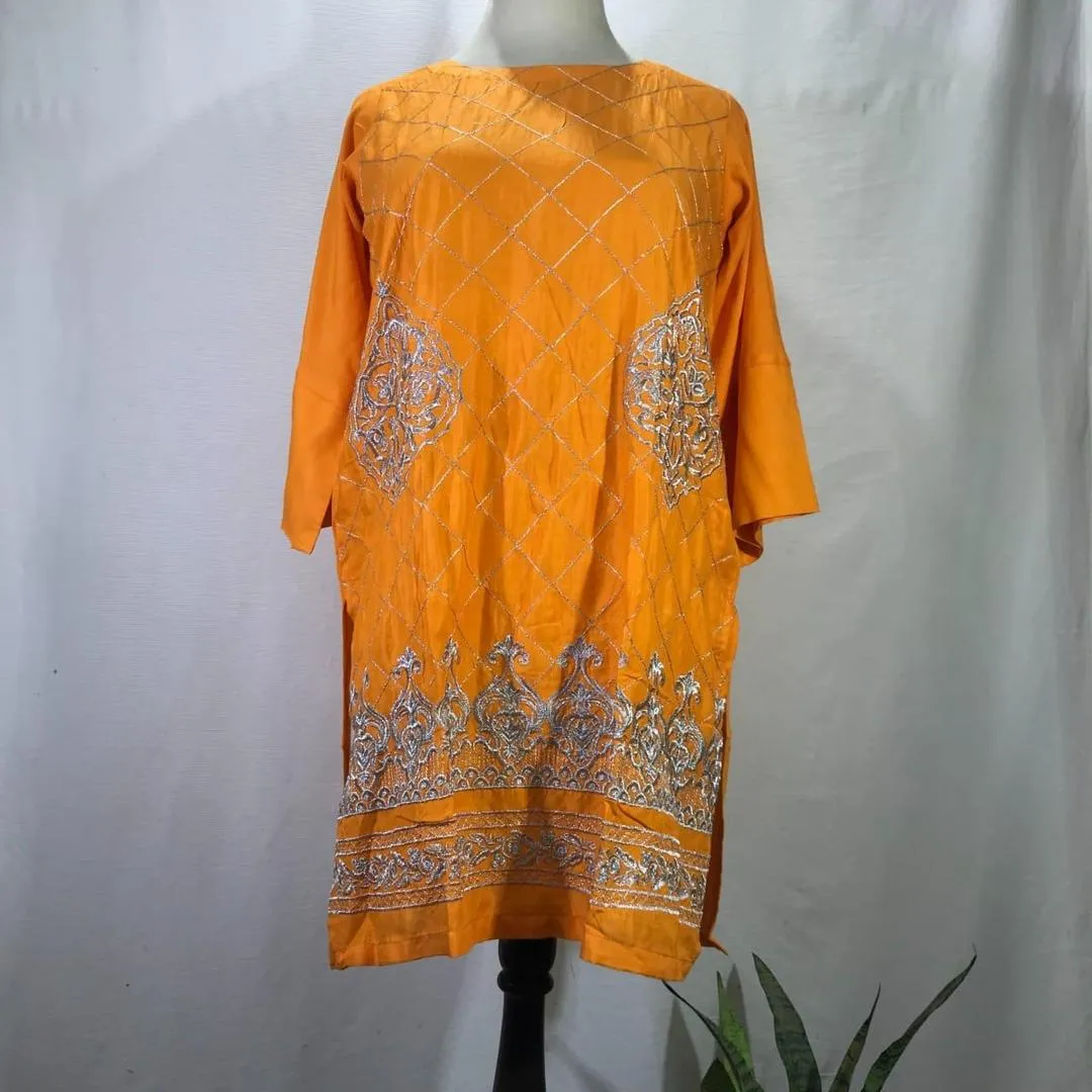 1 Pc Women's Stitched Arabic Lawn Embroidered Shirt