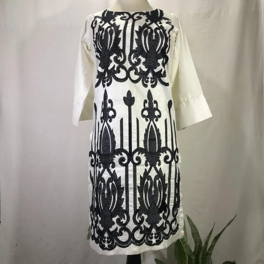 1 Pc Women's Stitched Arabic Lawn Embroidered Shirt