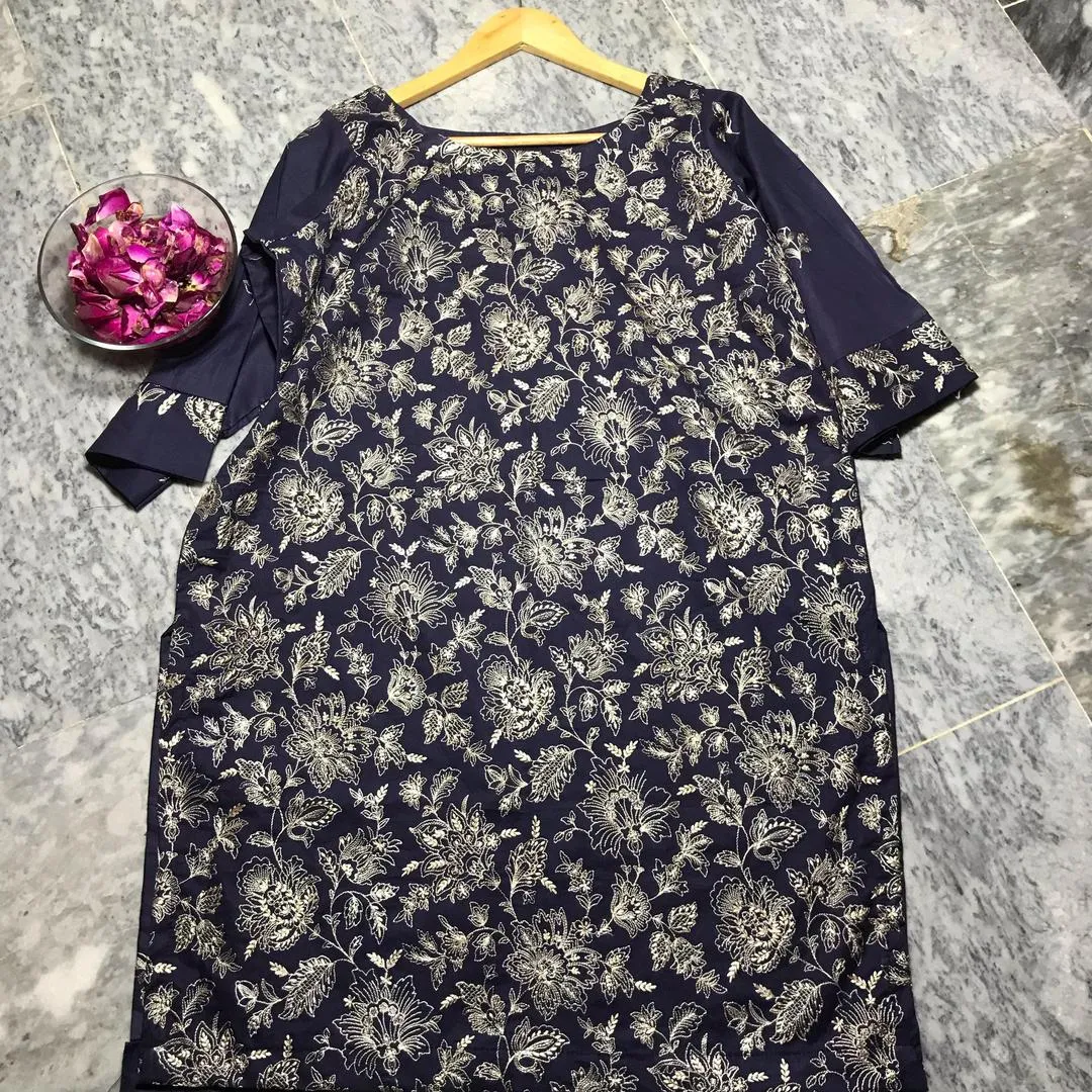 1 Pc Women's Stitched Lawn Embroidered Shirt