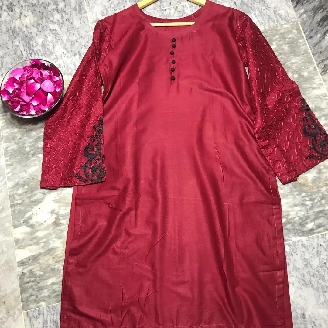 1 Pc Women's Stitched Lawn Embroidered Shirt