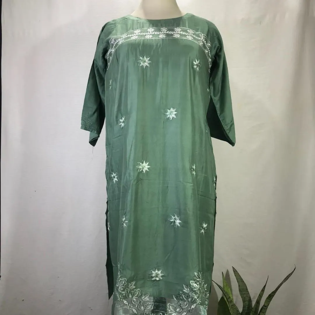 1 Pc Women's Stitched Arabic Lawn Embroidered Shirt
