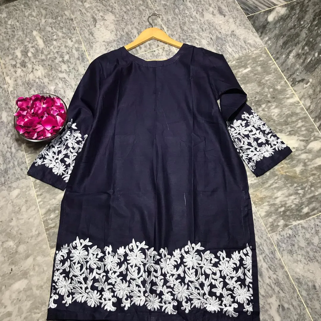 1 Pc Women's Stitched Lawn Embroidered Shirt