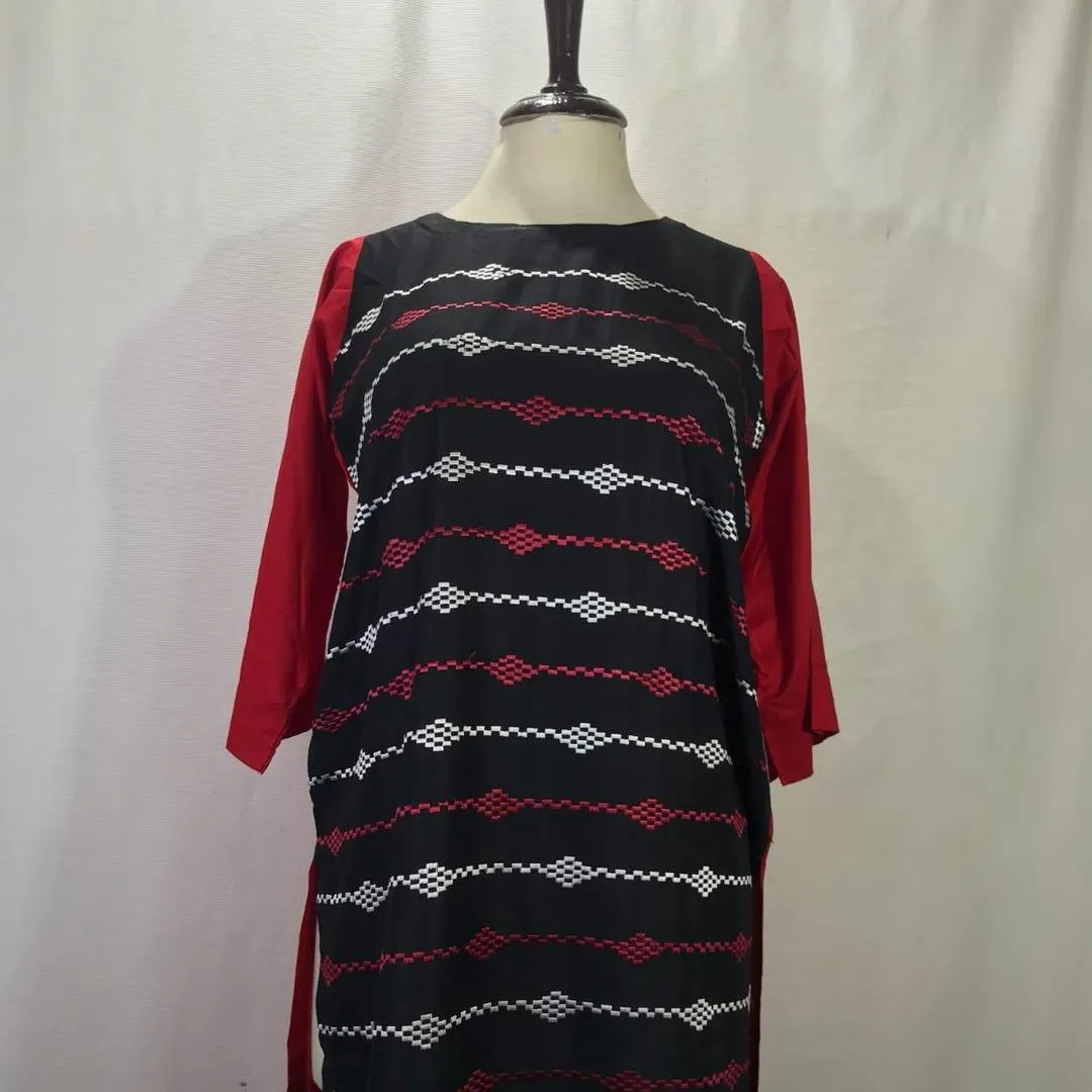 1 Pc Women's Stitched Arabic Lawn Embroidered Shirt