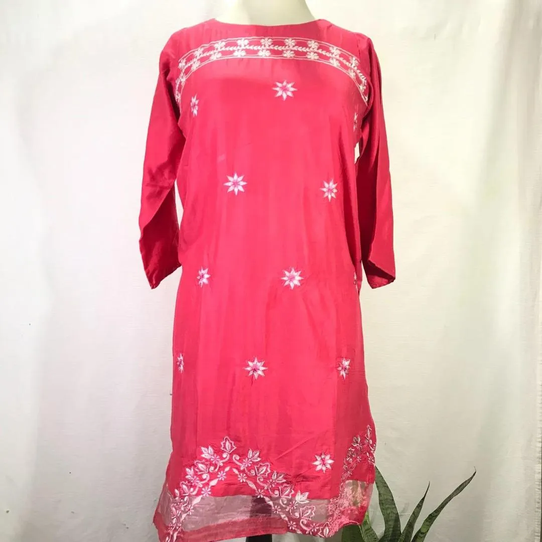 1 Pc Women's Stitched Arabic Lawn Embroidered Shirt