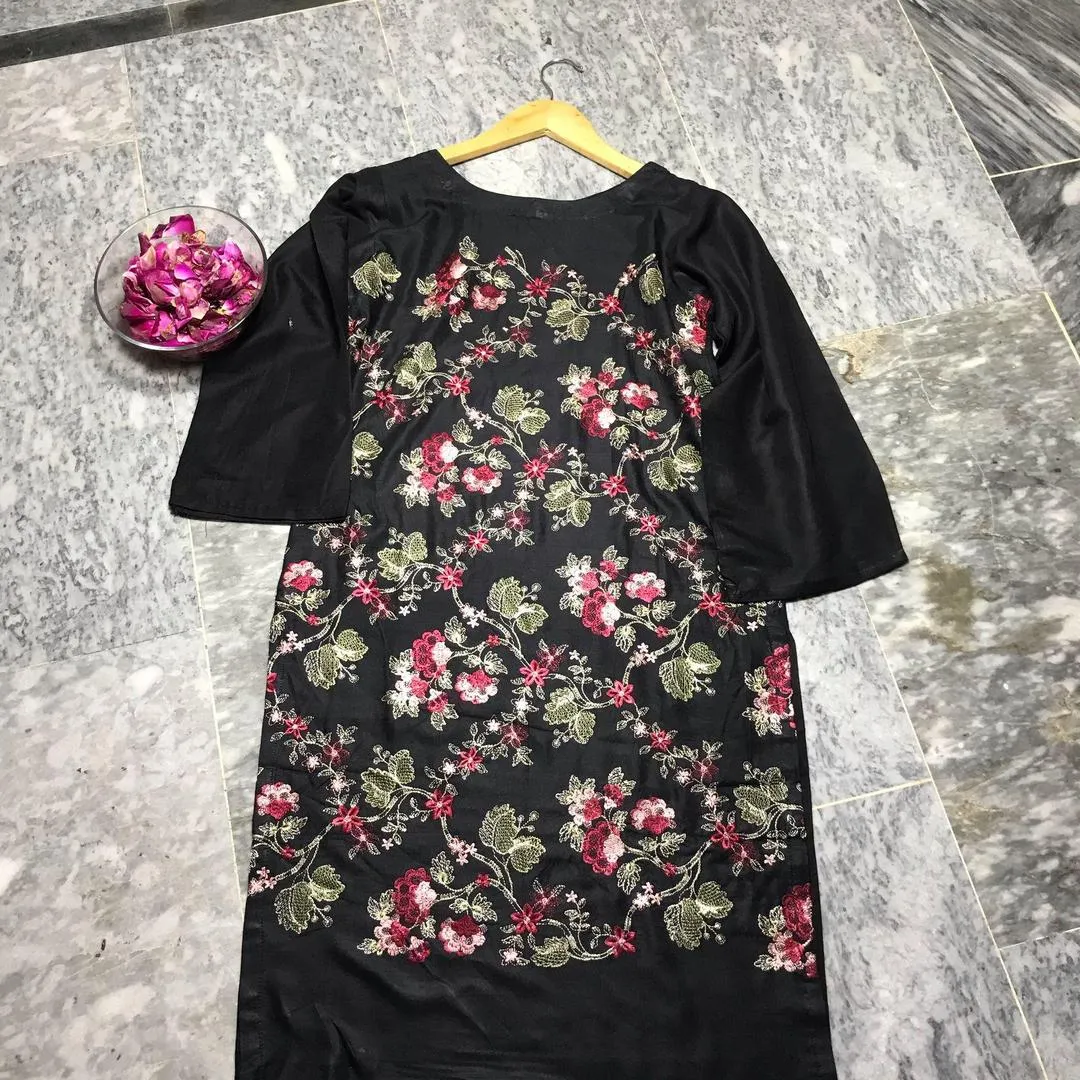 1 Pc Women's Stitched Arabic Lawn Embroidered Shirt