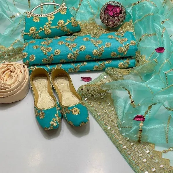 3 Pcs Women's Unstitched Embroidered Suit